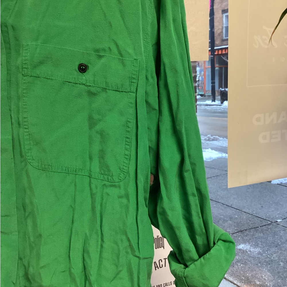Vibrant Green Button Down Shirt - Picture 3 of 4